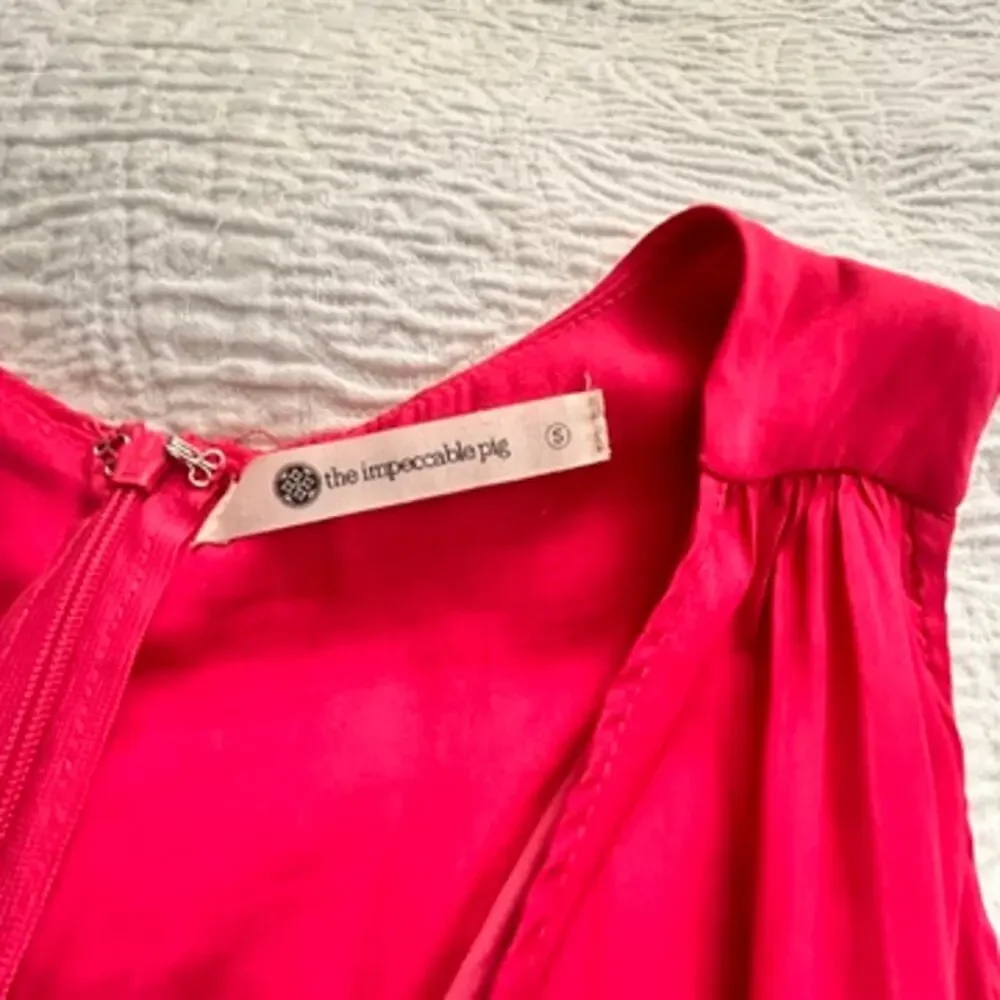 The Impeccable Pig, Hot Pink Deep V Dress, Small - Picture 2 of 4